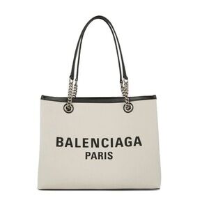 Balenciaga Paris Black and Cream Tote